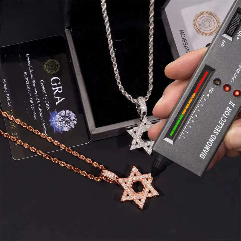 GRA Certificate Pentagram Custom Iced Out Hip Hop Jewelry Sier VVS Moissanite Dia Charm Pendant