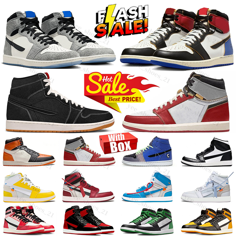 1s avec boîte chaussures de basket-ball 1 haut et Cool Grey 85 Bred Varsity Red Sport Royal Shadow UNC Mocha noir métallisé or chaussures de créa