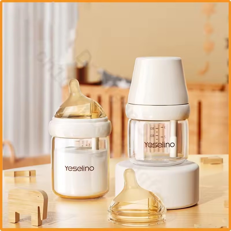 Yeselino&youkebei Newborn Bottle/High Borosilicate Glass Anti-colic Bottle/Baby 0-6 months-image-1109189547