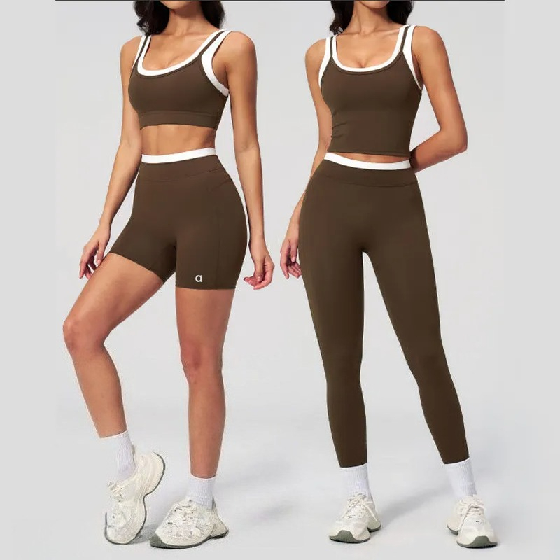 Women Summer Workout Sets 2 Piece Yoga Set Sport Bra Leggings High Waisted Color Blocked Running Fitness Shorts Tracksuits Quick Dry Breathable Gym
