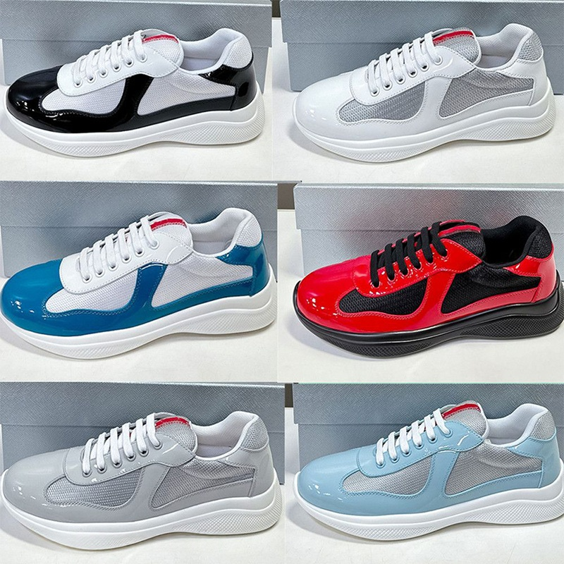 Designer Sneakers Mens womens cup shoes classic casual running shoes bright leather nylon outdoor trainers White black green yellow fashion Sport-image-967520008
