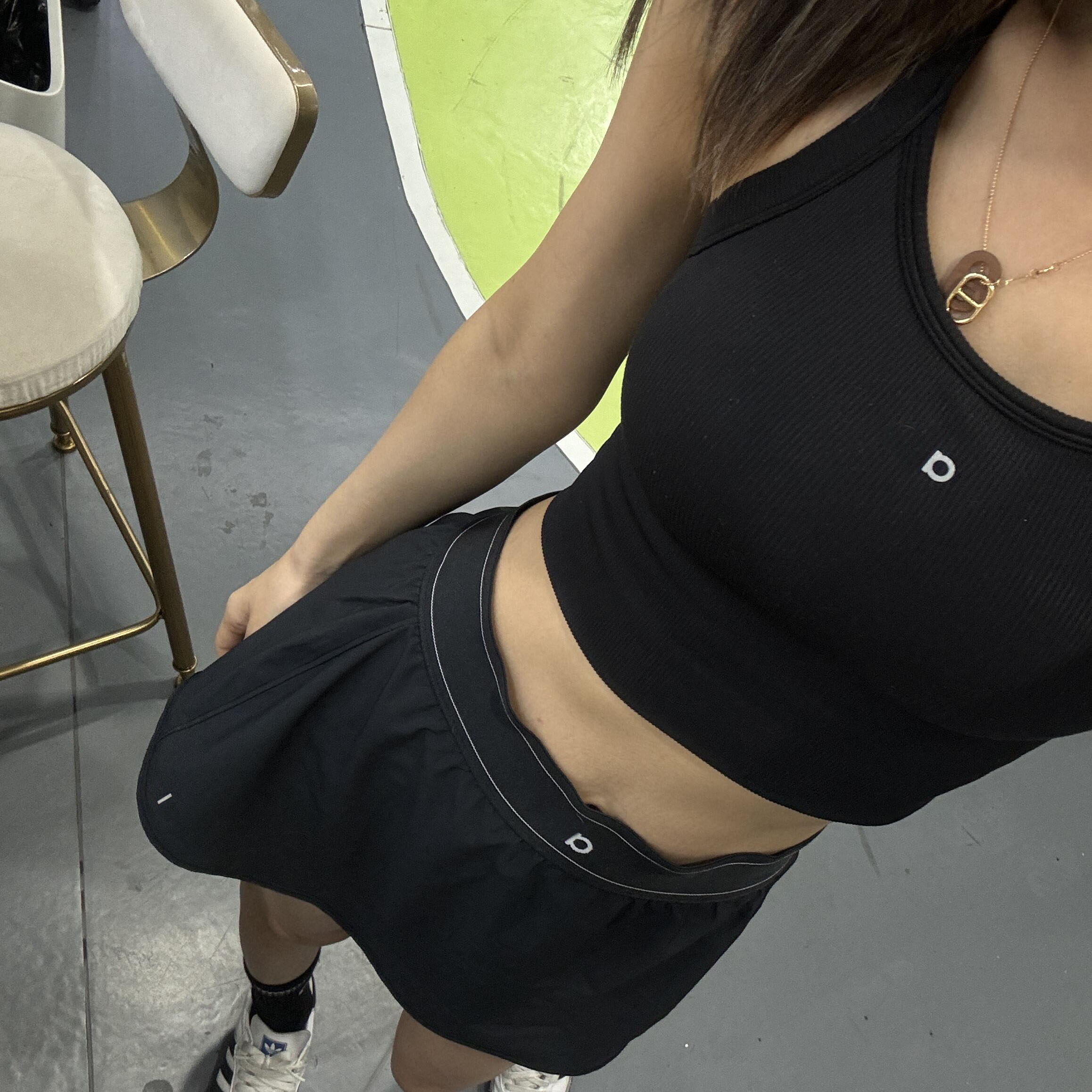 Summer Tennis Skirt Set Yoga Outfits Crop Tank Top Shorts Athletic Dresses High Waist Women Gym Workout Sportswear Golf Dance Skorts Clothes yoga pa