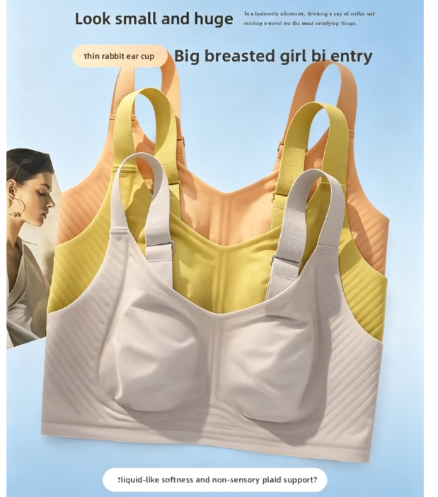 Minimizer Bra for Large Busts, Thin Rabbit Ear Cup Wireless Comfort Bra with Support No.2812-image-1109178552