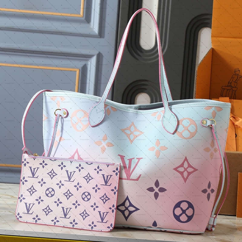 TOP Designer Bags High Quality Women Gradient nNeverful Tote Bag With Pouch 2pcs Set Large Capacity Shopping bag Lady Shoulder Crossbody bag Handbag