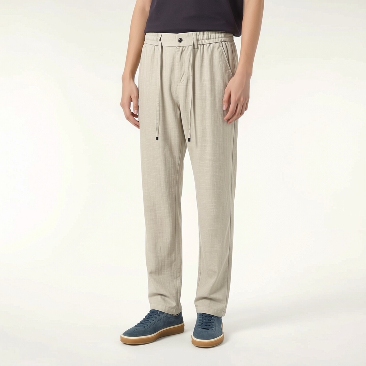 Designer trousers men's casual pants summer linen fabric high quality casual pants comfortable and breathable long pants a staple for workplace