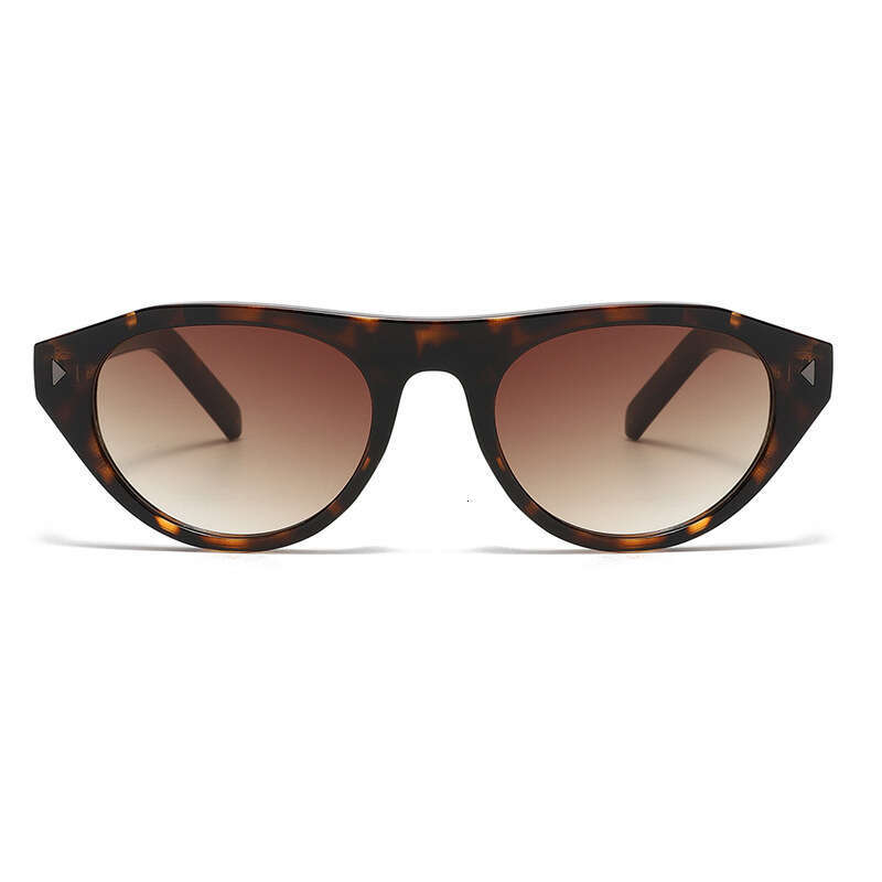 Sunglasses Cat Eye Frame Retro Style Gradient Brown Lenses Decorative Metal Triangle Studs Side Arms For Women Daily Streetwear