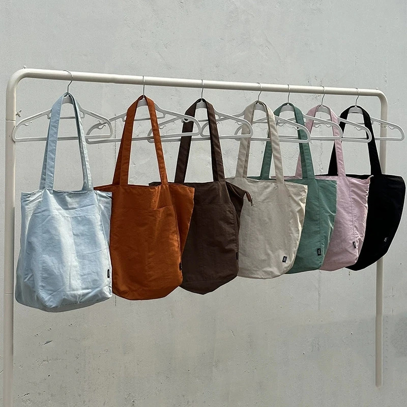 Hylhexyr Female Students Casual Tote Solid Color Handbag Shoulder Nylon Cloth Bag For School and Work 260604BJ