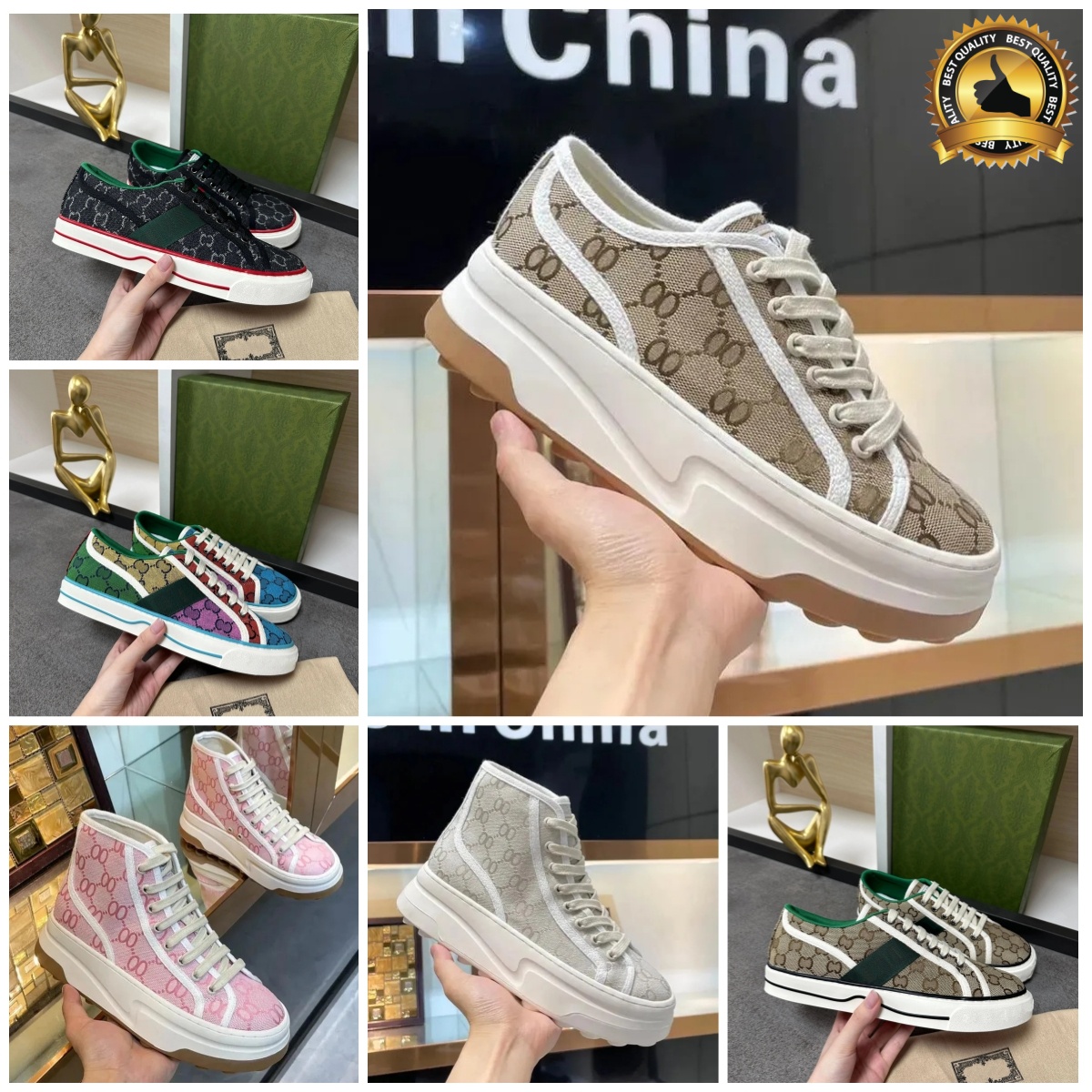 chaussures de créateurs 1977 chaussures habillées femmes tennis toile baskets à plateforme haute treck baskets basses mwns mocassins beige monogr