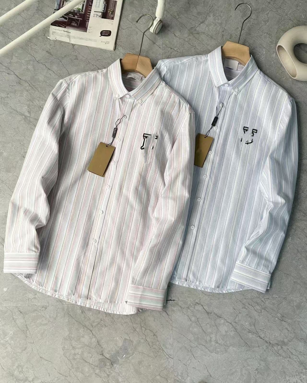 B Fashionable high-end silky satin shirt with colorful stripes and draping texture-image-1109177373