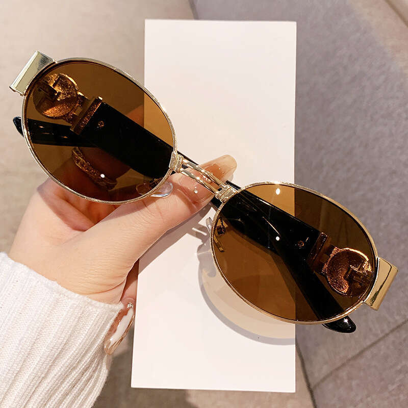 Luxury Brand Designer 2026 New Oval Small Frame Beauty Head Metal Men European And American Trendy Internet Celebrity Street Style Sunglasses For Wo