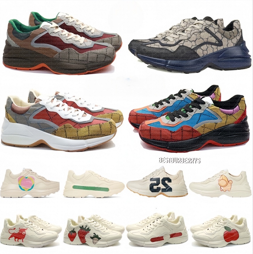 Rhyton Sneakers Designer shoes Multicolor Sneakers Beige Men Trainers Vintage Chaussures Ladies casual leather Shoes Sneaker shoe