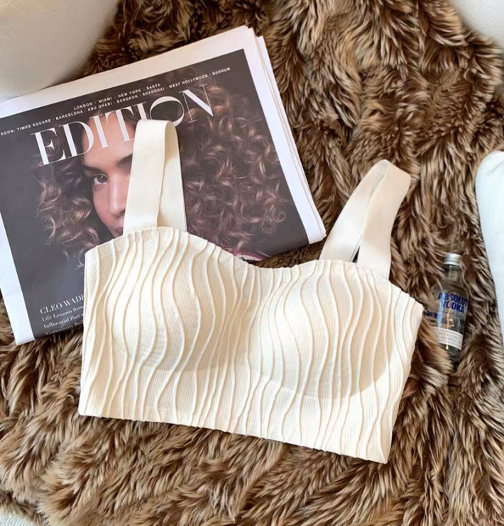 Textured Wave Wireless Bra for Women, Seamless Comfort T-Shirt Bra with Wide Straps No.2818-image-1109202147