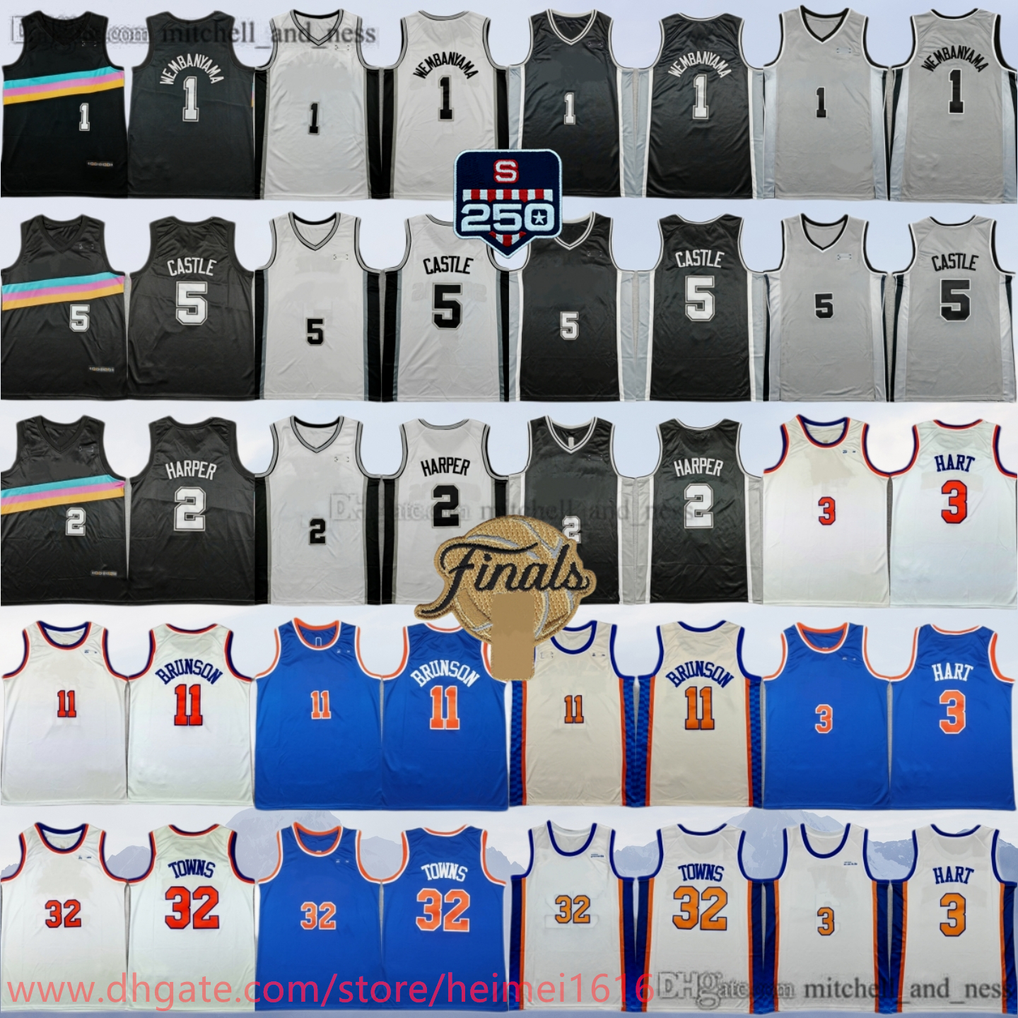 Custom XS-6XL 1 Victor Wembanyama 2026 Final 11 Jalen Brunson Jersey 250th USA 3 Josh Hart 5 Stephon Castle 32 Karl-Anthony Towns 2 Dylan Harper Jer
