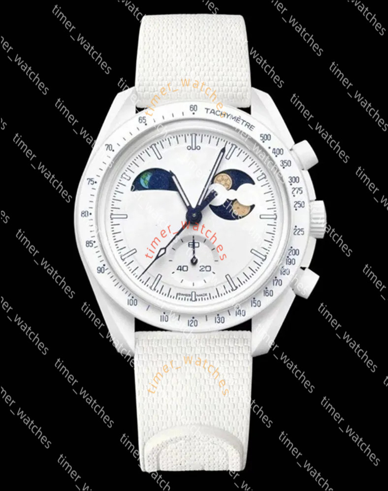 26ss AAA NEW high quality Bioceramic Planet Quarz movement designer Watch moonswatche 42mm Full Function Chronograph Luxury Mens Wristwatches2027 75