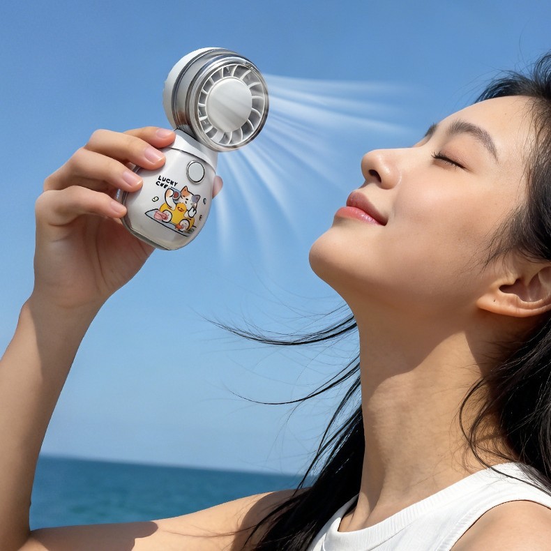 New Cartoon Transparent Mini Fan USB Rechargeable Portable Hand Fan For Kids Students-image-1109678217
