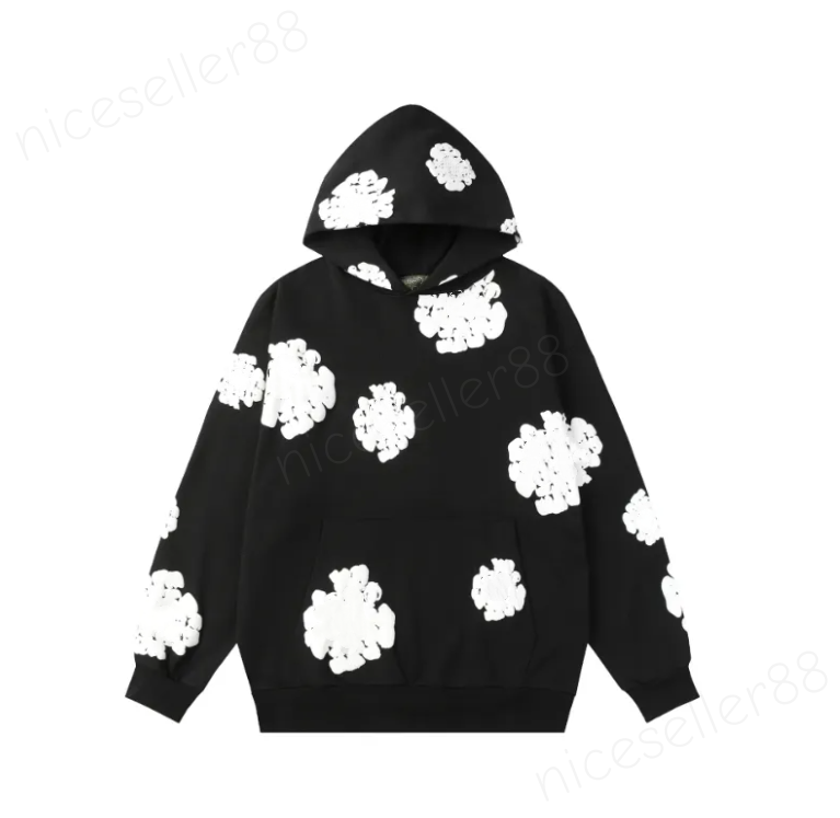 Denim Taears Hoodie Designer Multicolor Hip Hop High Street Men's Street Pullover Hoodie Fashion Kapok Foam Print Sports Hoodie 3D Embossed Flo