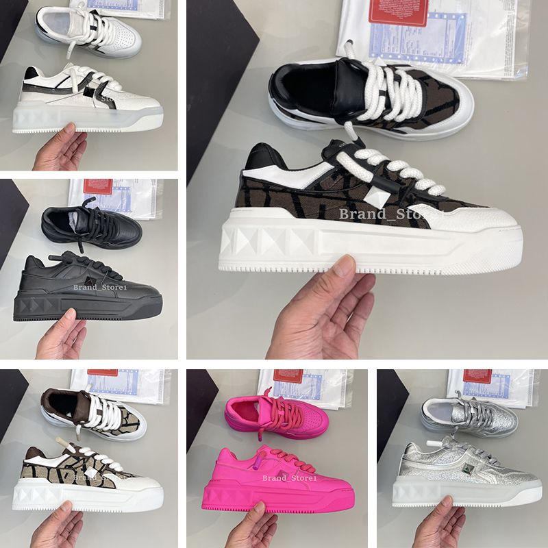 Designer One Stud Chaussures décontractées Baskets à plateforme en caoutchouc pour femmes Sta Plate-forme basse Camo Gris Noir Beige Paris Cuir B