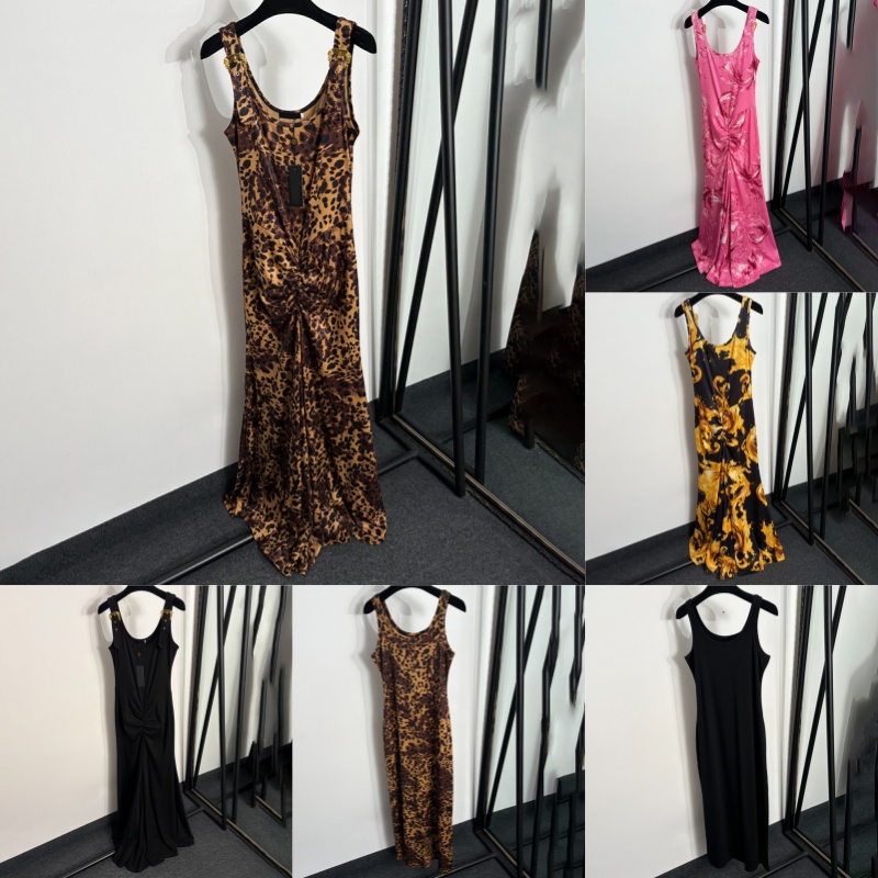 Robe Maxi rétro imprimée léopard pour femmes, tenue Camisole Sexy de rue Y2K, robe de luxe pour dîner de fête, taille fine, gilet