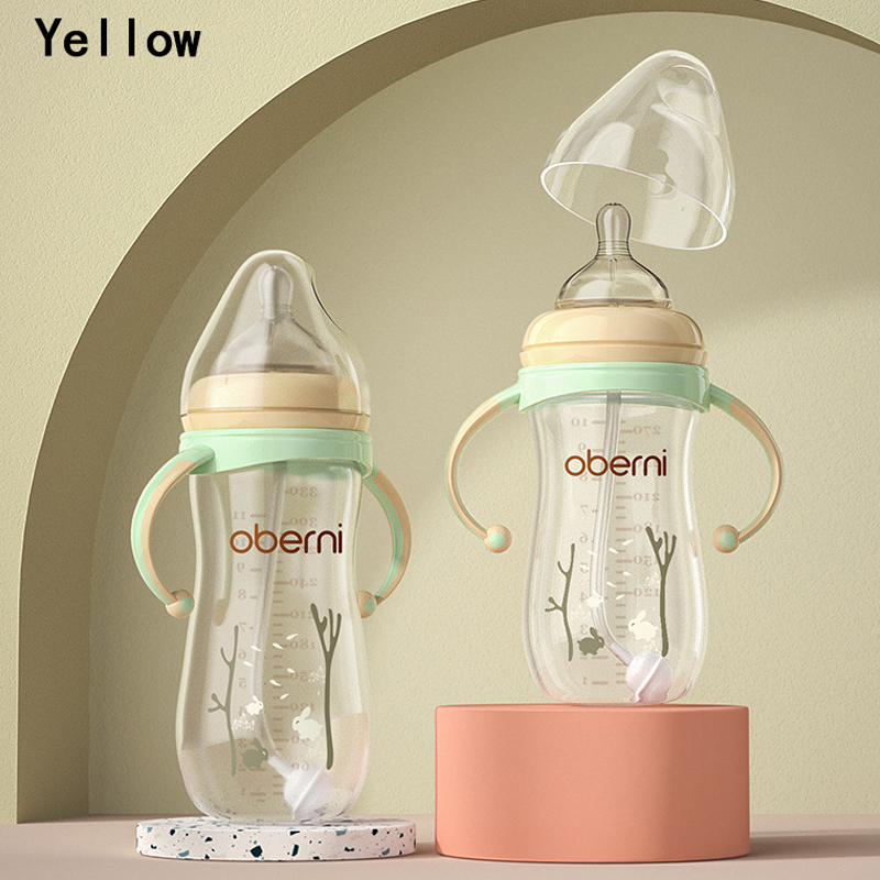 Newborn milk bottle/270ML 330ML large capacity milk bottle/drinking bottle/BPA-free/anti-fall/anti-colic PP milk bottles-image-1109193851