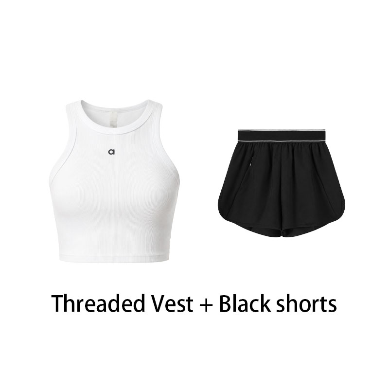 Summer Tennis Skirt Set Yoga Outfits Crop Tank Top Shorts Athletic Dresses High Breathable Set Women Dance Skorts Clothes yoga pants