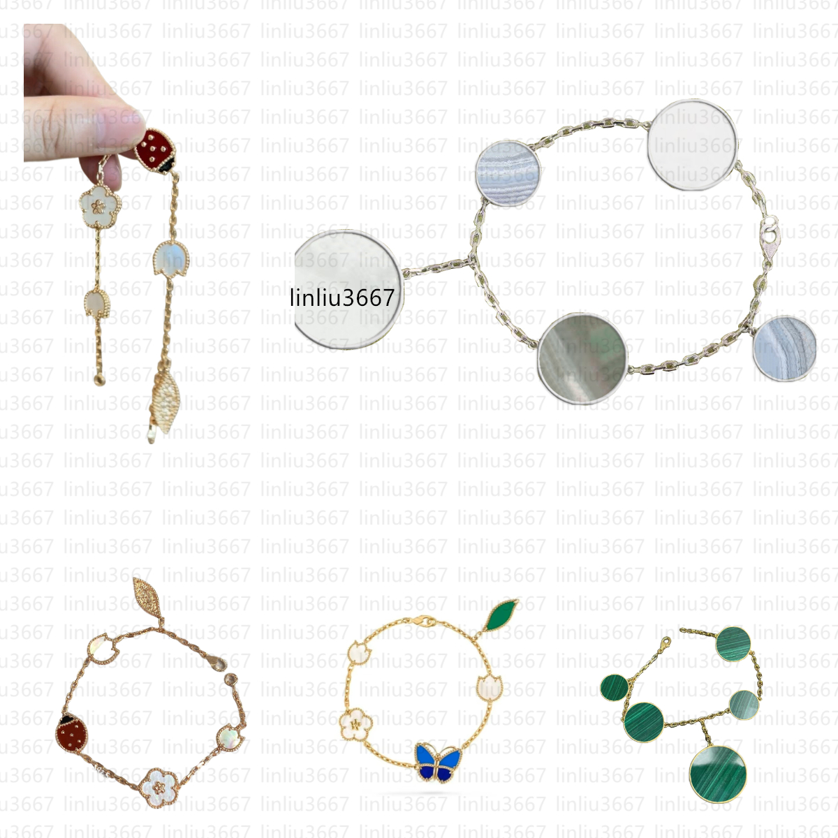 New model Top quality butterfly Bracelets Women's Chain Gold designer Bracelet Natural Blue Agate V-Gold Plated 18k mother of pearl Bracelet Va