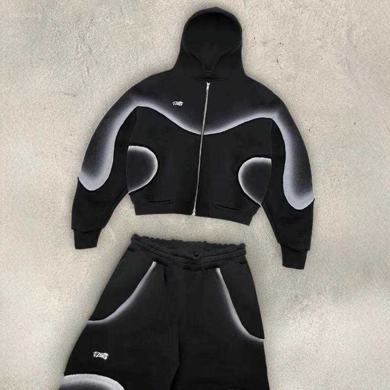 2026 Mens Tracksuits Futuristic Print Sweatshirts Hoodie Men Black Tracksuit Streetwear Graphics Hoodies For S260606
