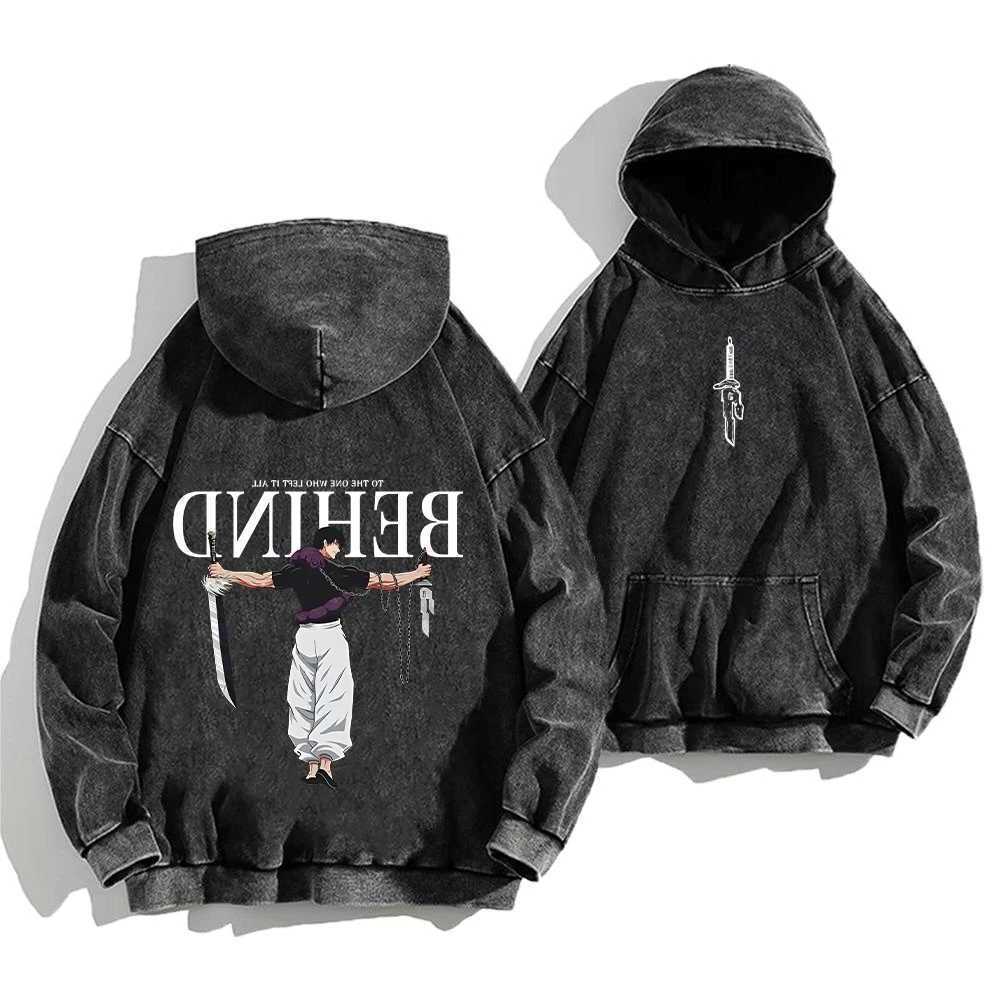 Kaisen Jujutsu Anime Acid Hoodies Contain Cotton Mens Clothing Vintage Washed Hoodies Long Slve Hip Hop Sweatshirt Unisex D251101 D260606