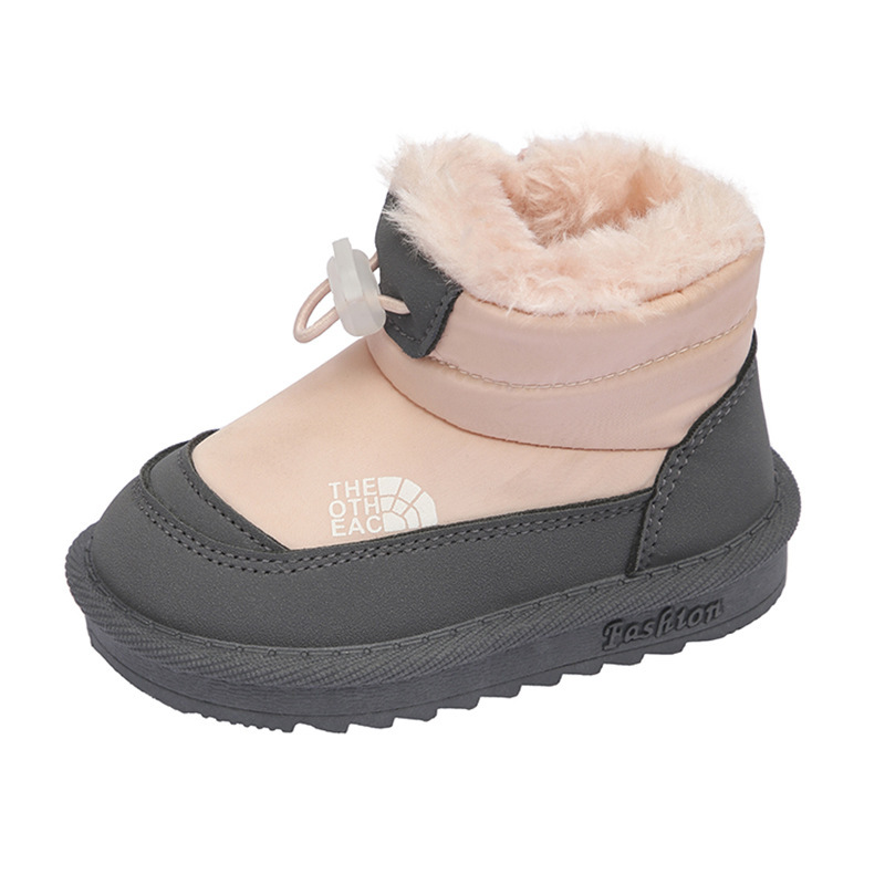 Unisex Boys Girls Kids Snow Boots Luxury Solid Color Thick Plush Cotton Winter Shoes Basic Warm Boots for School Commuting Daily Outdoor Cold Season