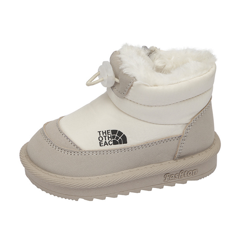 Basic Style Luxury Kids Snow Boots Solid Color Thick Plush Cotton Winter Shoes Warm Boots Unisex Boys Girls for School Commuting Daily Outdoor Cold
