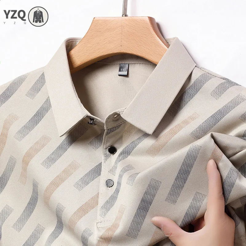 Mens Business Casual Short Sleeve Polo Shirt 2026 Fashionable Breathable Comfortable Printed Top Versatile 260604BANJIA