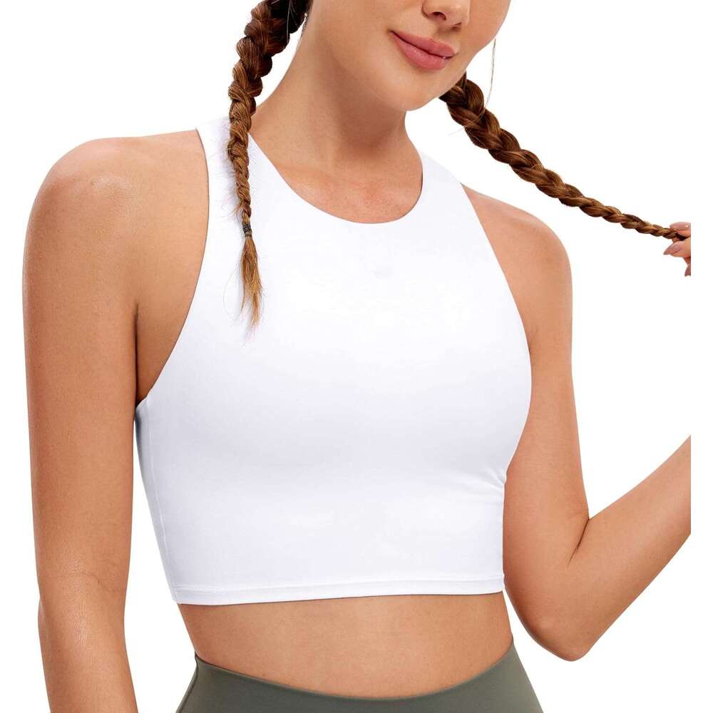 2026 new Women's Butterluxe Racer Back Padded Sports - High Neck Longline Crop Top Gym Workout Tank Tops with Built in Bra free shipping