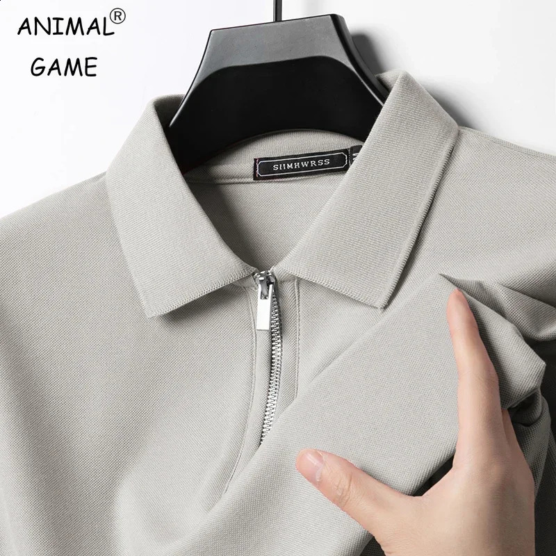 Mens Casual Slim Fit Polo Shirt Summer Solid Color T Shirts Breathable Half Zipper Short Sleeve Lightweight Top Tshirt 260604BANJIA