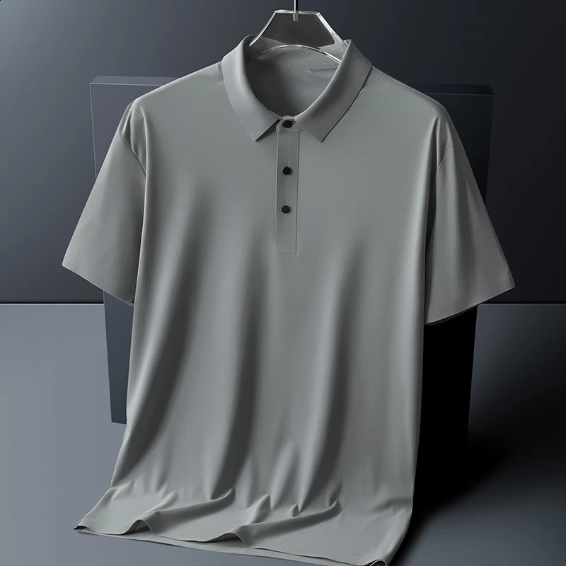 BROWON Large Size 8XL Summer Men Polo Shirt Casual Loose Ice Silk Short Sleeve T Quickdrying Business Wear 260604BANJIA