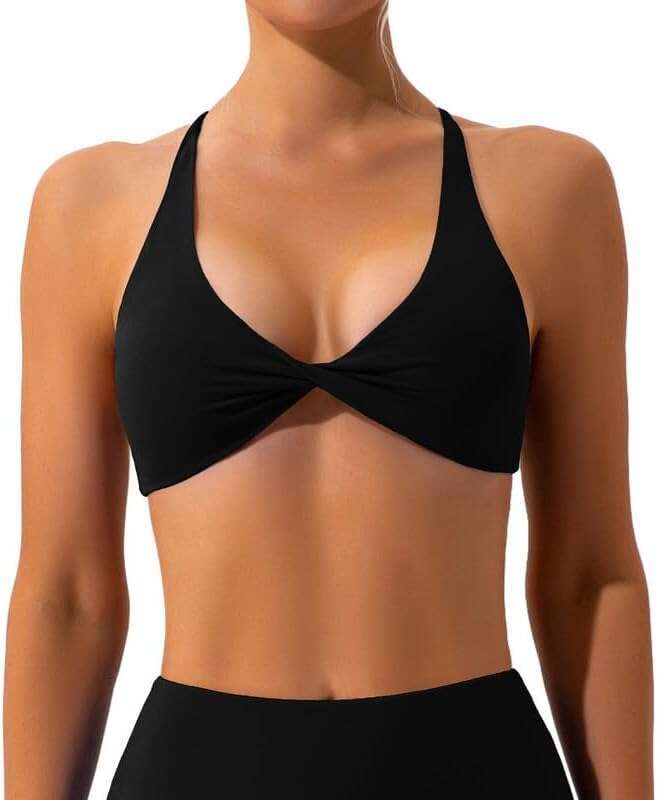 2026 new Womens Sexy Sports Bra Backless V Neck Yoga Bras Low Cut Athletic Crop Top Criss Cross Workout Tank Tops Wireless Removable Padded