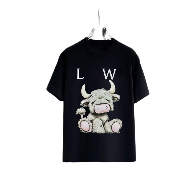Men's Designer T-Shirt with Cute Cartoon Animal & Abstract Graffiti Print. Soft Cotton Crew Neck Tee for Y2K Streetwear. Trendy Top, Polo Style