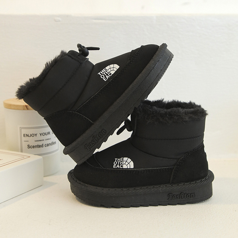 Thick Plush Lined Kids Snow Boots Luxury Solid Color Basic Winter Cotton Shoes Warm Snow Boot Unisex Boys Girls for School Commuting Daily Outdoor C