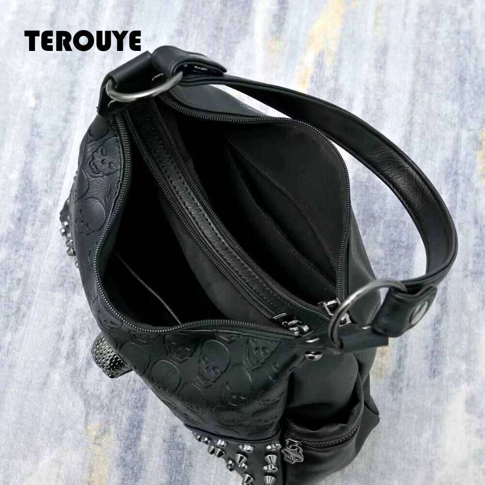 Y2k Aestetic Casual SELKSBAG Trendy Tote Bags Vintage Womens andbags Gotic Skull Studded Crossbody Soulder Cain obo Bag M260805