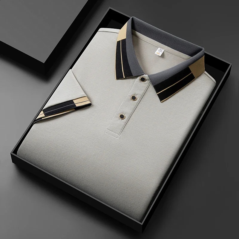 2025 Mens Business Casual Short Sleeved Shirt Solid Color Polo Fashionable Breathable Comfortable Versatile Top 260604BANJIA
