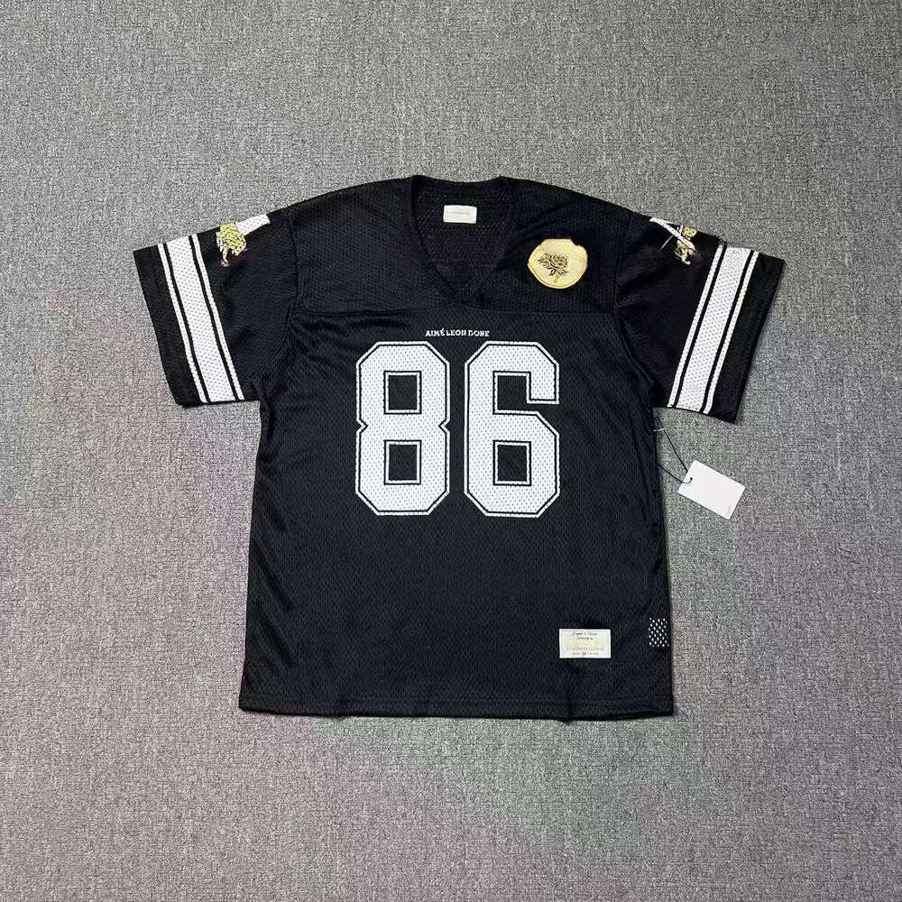Amie Leon Dore Shirt Designer Jersey Classic Football Sports Wear No 86 Pattern Letter Print Graphic Tee Training Casual Mesh Breathable Amiely Leon