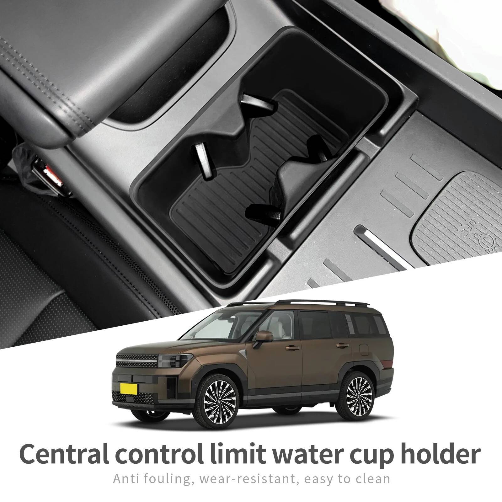 for Hyundai Santa Fe 2024 Car Water Cup Central Control Drinks Holder Silicone Storage Tray Interior Accessories ddmynov