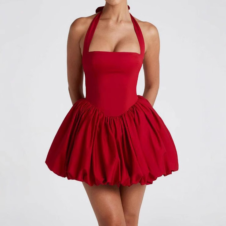 Robe de soirée d'été Sexy sans bretelles, cintrée à la taille, amincissante, à lacets, avec nœud papillon, robe de Festival pour femmes, rouge, b