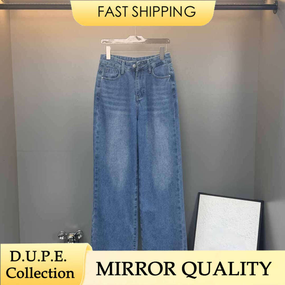 Designer Luxury Style Light Wash Wide Leg Denim Jeans High Waist Loose Casual Denim Pants Pantalones Vaqueros Jeans Femme Baggy Trousers Daily Ou-image-1109283786