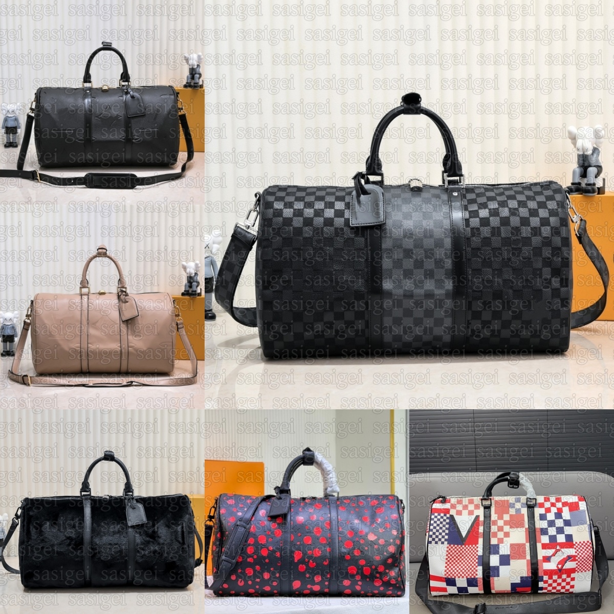 Créateur Keepall Bandouliere Travel Totes Bag 50 Chocolat Craggy Monogramme Takashi Murakami Sac fourre-tout Femme Femme 111