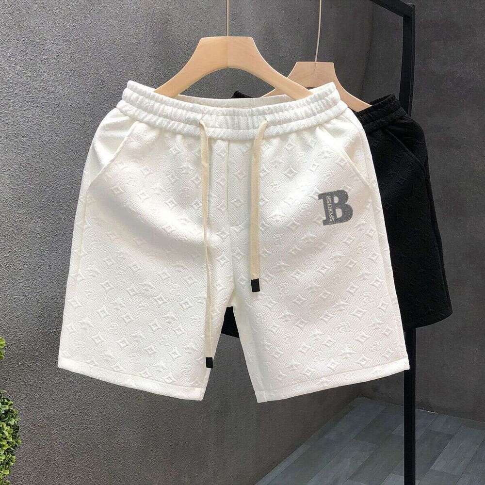 High-End Light Luxury Jacquard Casual Versatile Men's Trendy Brand Mid-Length Beach Shorts, Sports Running Pants For Men