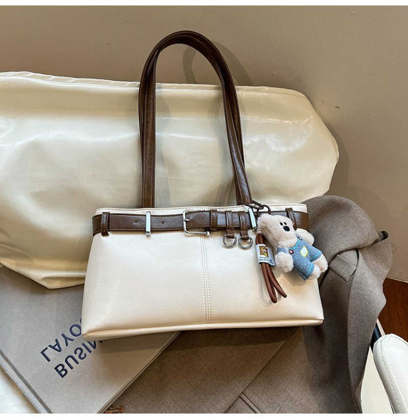 Leather Shoulder Bag with Womens Belt Detail Teddy Bear for Daily Office Streetwear Weekend Travel Shopping Errands H260606