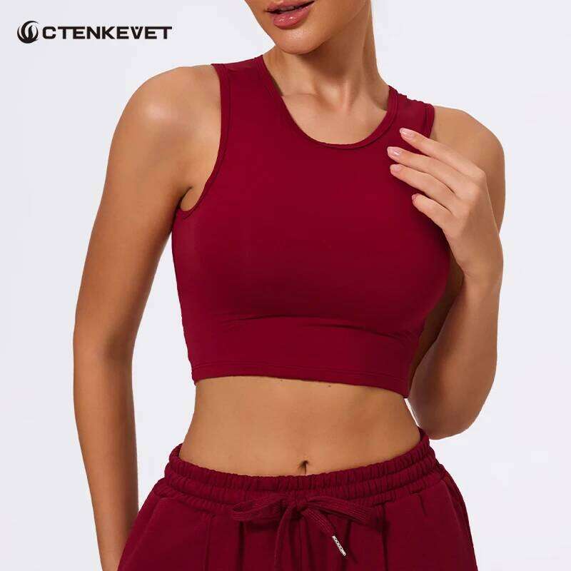 Ctenkevet New Gym Backless Women Sports Vest Female Quick-Dry Sleeveless Push Up Tank Woman Running Shockproof Crop Top 4cd9d
