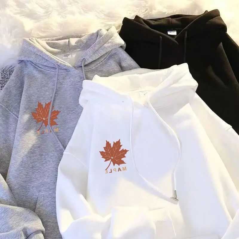 Luck Good Maple Leaf Printed Hooded Sweatshirt for Men and Women Autumn and Winter Loose Top JacketY251107 D260606