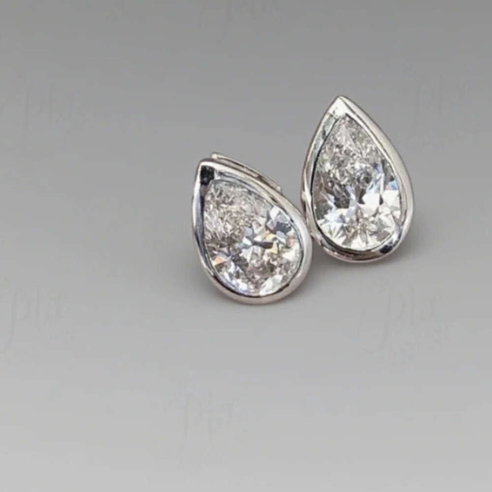 Moissanite Stud Earrings Water Drop D Color VVS Clarity Sterling Silver Hypoallergenic Charms Anniversary Birthday Gift