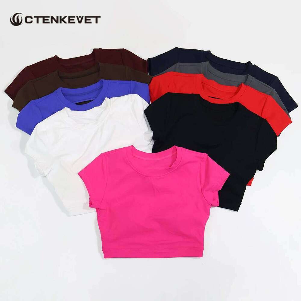 Summer Women's Fitness Crop Top Sports Short Yoga Wear Woman Gym Training Suit Beautiful Back Design T-Shirt for Female cb599
