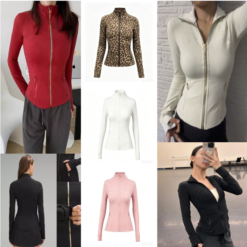 Women's yoga sports jacket slim fit stand up collar long sleeved sportswear, suitable for outdoor fitness daily wear
